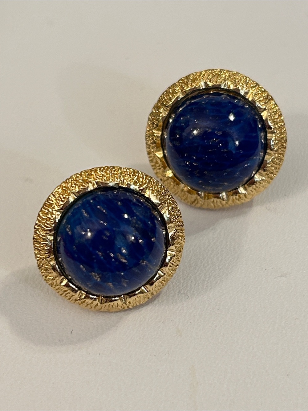 Dior Gold-Tone Earrings with Lapis Blue Centers